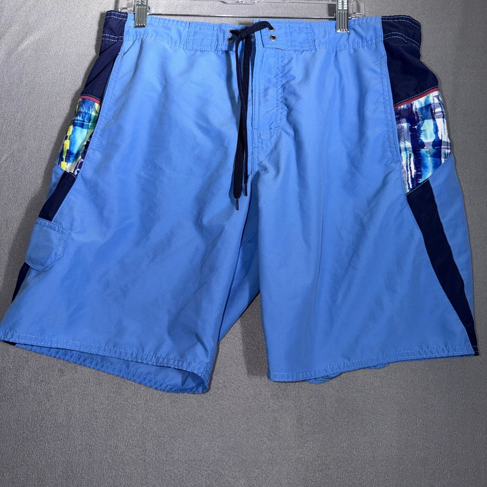 Roundtree & Yorke‎ Large Blue Colorblock Board Shorts Beachwear Surf Summer